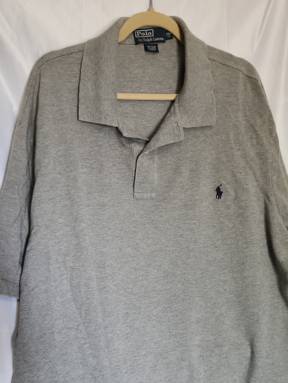 Polo by Ralph Lauren Men’s Light Gray Polo with Navy Pony mens 2XB